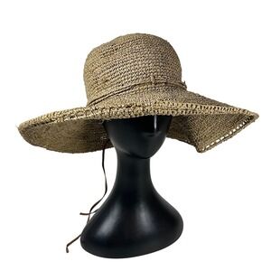 Flora Bella Straw Sun Hat Floppy Wide Brim Adjustable Beach Vacation Beachwear